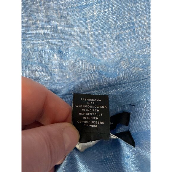 Tahari Womens 100% Linen 3/4 Sleeve With Side Buttons Blue Blouse Size 1X - Picture 7 of 11